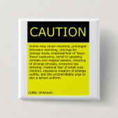 Badge Carré 5 Cm Précaution ! bouton (Devant)