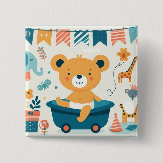 Badge Carré 5 Cm Premier bain du bébé (Devant)