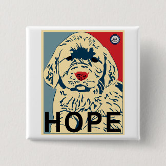 Badge Carré 5 Cm premier chiot d'obama - espoir