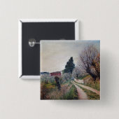 Badge Carré 5 Cm PREMIER PRINTEMPS EN GOUVERNALAIS / Paysage Toscan (Devant & derrière)