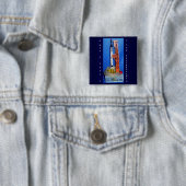Badge Carré 5 Cm Premier vol spatial (En situation)
