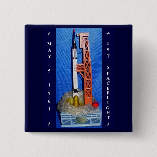 Badge Carré 5 Cm Premier vol spatial (Devant)
