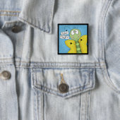 Badge Carré 5 Cm Prendre le papillon de vol (En situation)