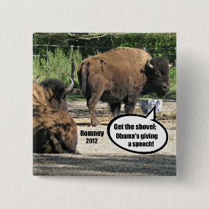 Badge Carré 5 Cm Prenez la pelle - Obama prononce un discours.