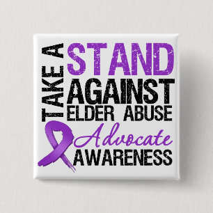Badge Carré 5 Cm Prenez une position contre un abus plus ancien