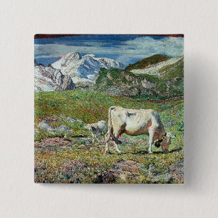 Badge Carré 5 Cm Prés au printemps
