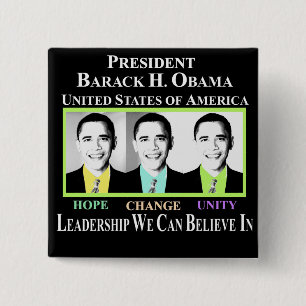 BADGE CARRÉ 5 CM PRÉSIDENT BARACK OBAMA