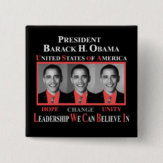 BADGE CARRÉ 5 CM PRÉSIDENT BARACK OBAMA - ROUGE