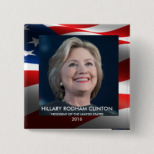 Badge Carré 5 Cm Président de Hillary Rodham Clinton des Etats-Uni