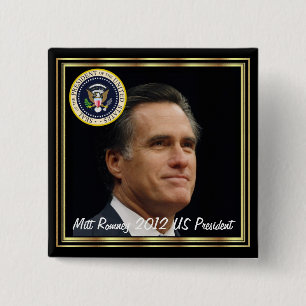 BADGE CARRÉ 5 CM PRÉSIDENT DE MITT ROMNEY 2012 USA