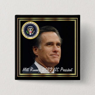 BADGE CARRÉ 5 CM PRÉSIDENT DE MITT ROMNEY 2012 USA