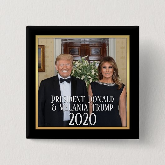 Badge Carré 5 Cm President Donald Trump & Melania Elegant 2020 (Devant)