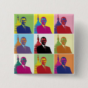 Badge Carré 5 Cm President Obama Pop Art
