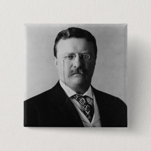 Badge Carré 5 Cm President Theodore Roosevelt Portrait Button