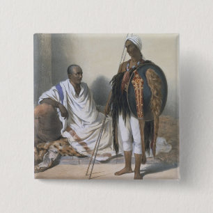 Badge Carré 5 Cm Prêtre et guerrier abyssiniens, illustration de '