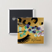 Badge Carré 5 Cm Pretty Girly Glitter (Devant & derrière)