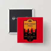 Badge Carré 5 Cm Prévention des incendies de forêt (Devant & derrière)