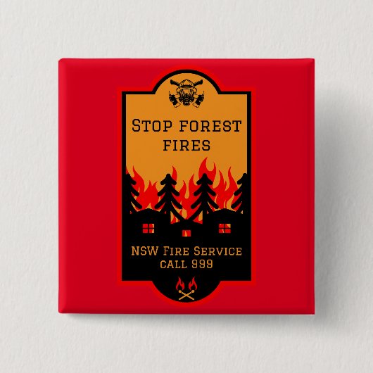 Badge Carré 5 Cm Prévention des incendies de forêt (Devant)
