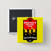 Badge Carré 5 Cm Prévention des incendies de forêt (Devant & derrière)