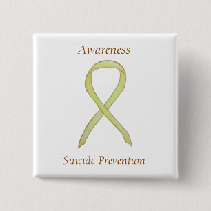 Badge Carré 5 Cm Prévention du suicide Sensibilisation Ruban Pins p