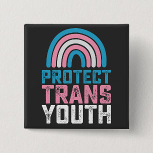 Badge Carré 5 Cm Pride LGBT Protéger les jeunes transgenres transge