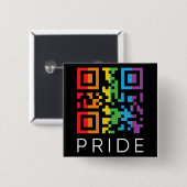 Badge Carré 5 Cm Pride Rainbow QR Code LGBTQIA+ (Devant & derrière)