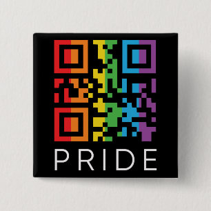 Badge Carré 5 Cm Pride Rainbow QR Code LGBTQIA+