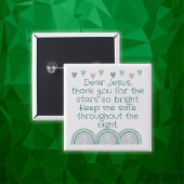 Badge Carré 5 Cm Prière chrétienne pour enfants Vert & Rose |