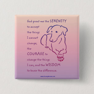 Badge Carré 5 Cm Prière de sérénité avec boutons Chien