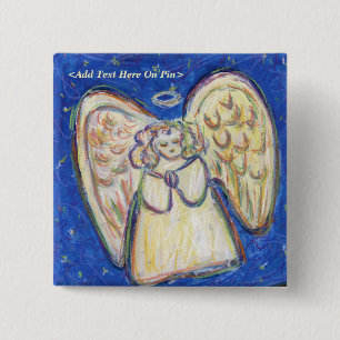 Badge Carré 5 Cm Prière Guardian Angel Pastel Message du bouton per