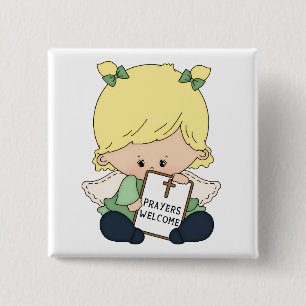 Badge Carré 5 Cm Prières - Bouton Carré
