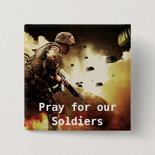 Badge Carré 5 Cm Prières pour nos soldats