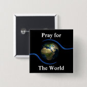 Badge Carré 5 Cm Priez pour le monde (Devant & derrière)