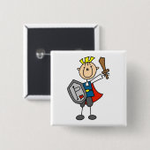 Badge Carré 5 Cm Prince charme avec l'épée (Devant & derrière)