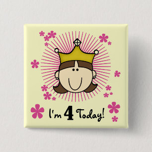 Badge Carré 5 Cm Princess 4th Birthday Tshirts et cadeaux