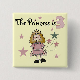 Badge Carré 5 Cm Princesse 3e Anniversaire Tshirts et cadeaux