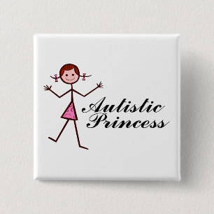 Badge Carré 5 Cm Princesse autiste (fille)