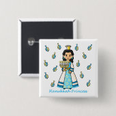 Badge Carré 5 Cm Princesse Blank de Hanoukka (Devant & derrière)