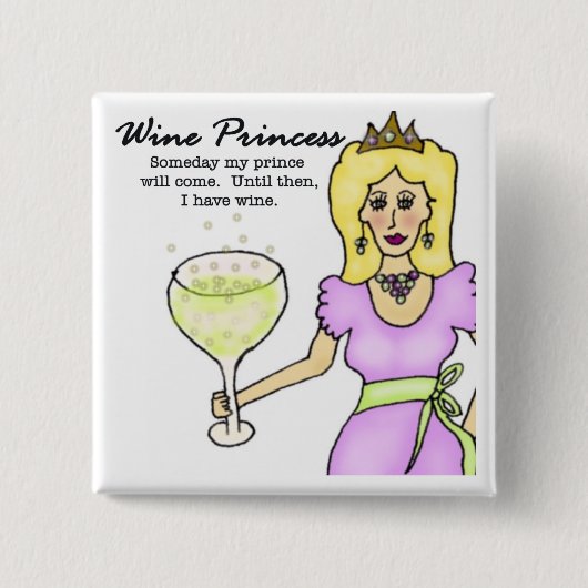 Badge Carré 5 Cm Princesse Button de vin (Devant)