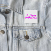 Badge Carré 5 Cm Princesse d'autisme (rose) (En situation)