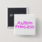 Badge Carré 5 Cm Princesse d'autisme (rose) (Devant & derrière)