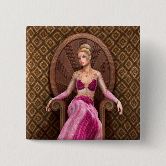 Badge Carré 5 Cm Princesse de conte de fées (Devant)