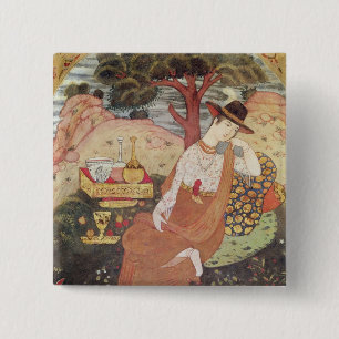 Badge Carré 5 Cm Princesse s'asseyant dans un jardin, dynastie de