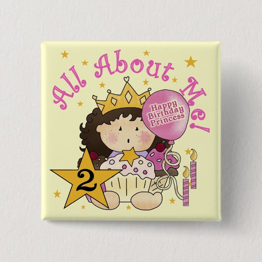 Badge Carré 5 Cm Princesse Tout sur moi 2e anniversaire (Devant)