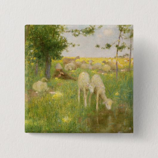 Badge Carré 5 Cm Printemps (Devant)