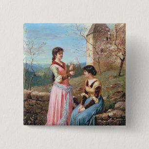 Badge Carré 5 Cm Printemps en Toscane