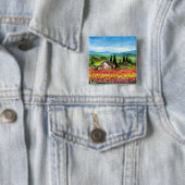 BADGE CARRÉ 5 CM PRINTEMPS EN TOSCANE (En situation)