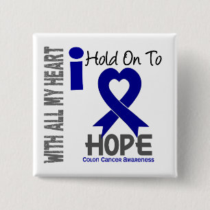 Badge Carré 5 Cm Prise du cancer du colon I dessus à l'espoir