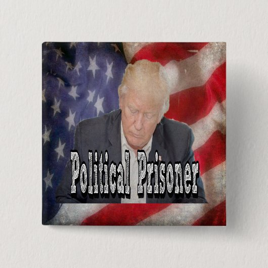 Badge Carré 5 Cm Prisonnier politique de Trump (Devant)