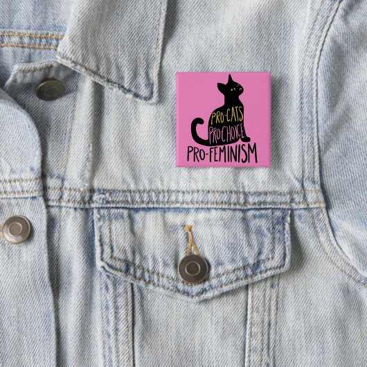 Badge Carré 5 Cm Pro-chats Pro-choix pro-féminisme (En situation)